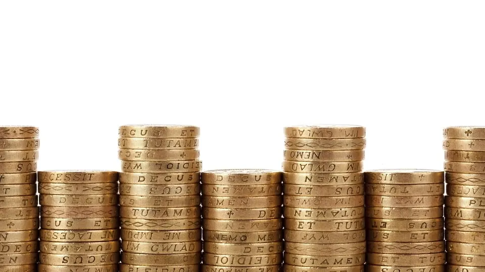 Stacks of British one pound coins